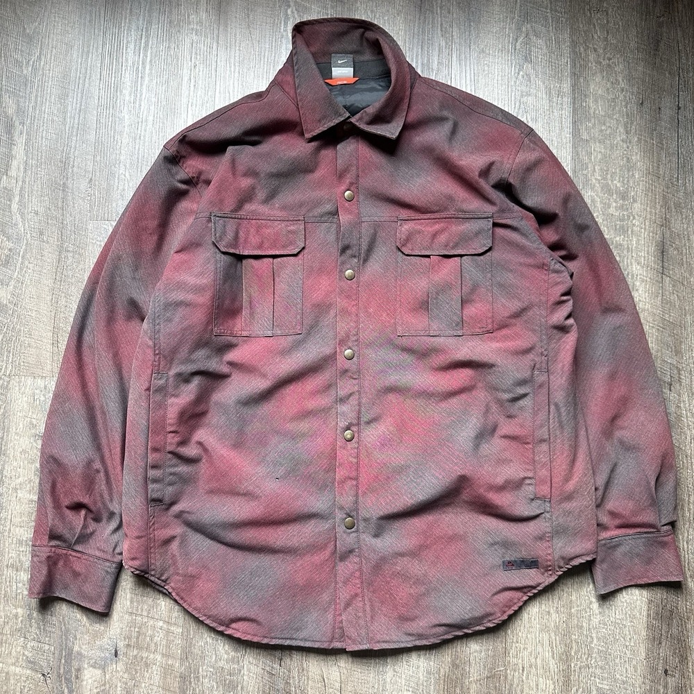 Nike Men's XXL ACG Quilt Lined Snap Shirt Jacket Shadow Plaid‎ Vintage RARE Read